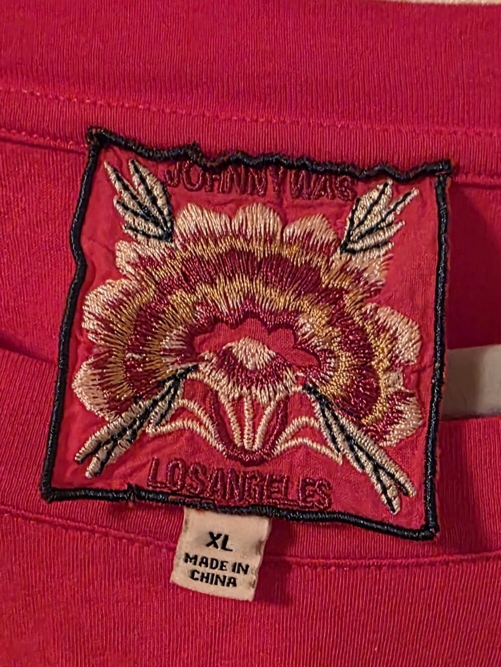 Johnny Was Bright Pink Embroidered Floral Tee - Picture 3 of 4